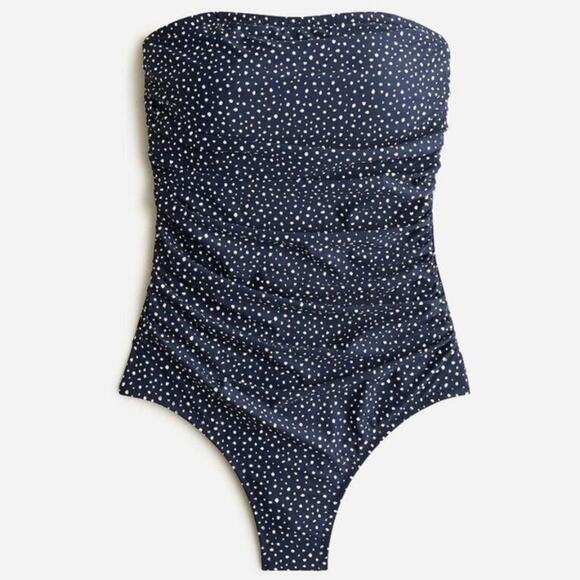 J. Crew Women’s Ruched Bandeau One Piece Swimsuit In Dot Womens Plus Size 24 - Picture 15 of 15